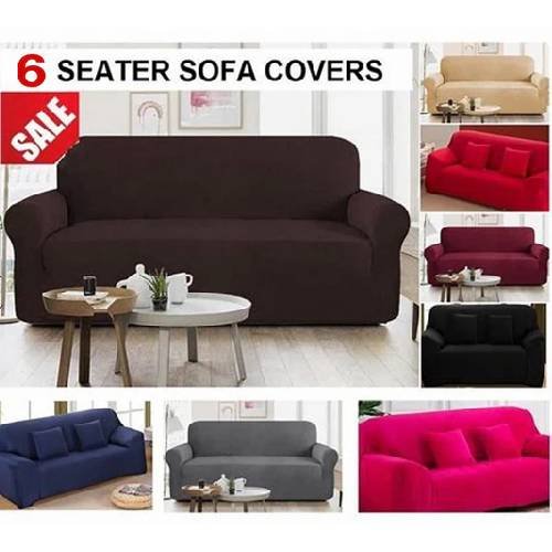 6 Seater (3+2+1) Sofa Cover Set 6 Seater Sofa Cover Elastic Fitted Solid Color Jersey Cover Comfortable Couch Cover Standard Size