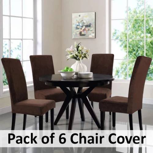 6 seater Dining Chair Cover Set Elastic Fitted Solid Color Jersey Cover Comfortable Chair Cover For Dining Room